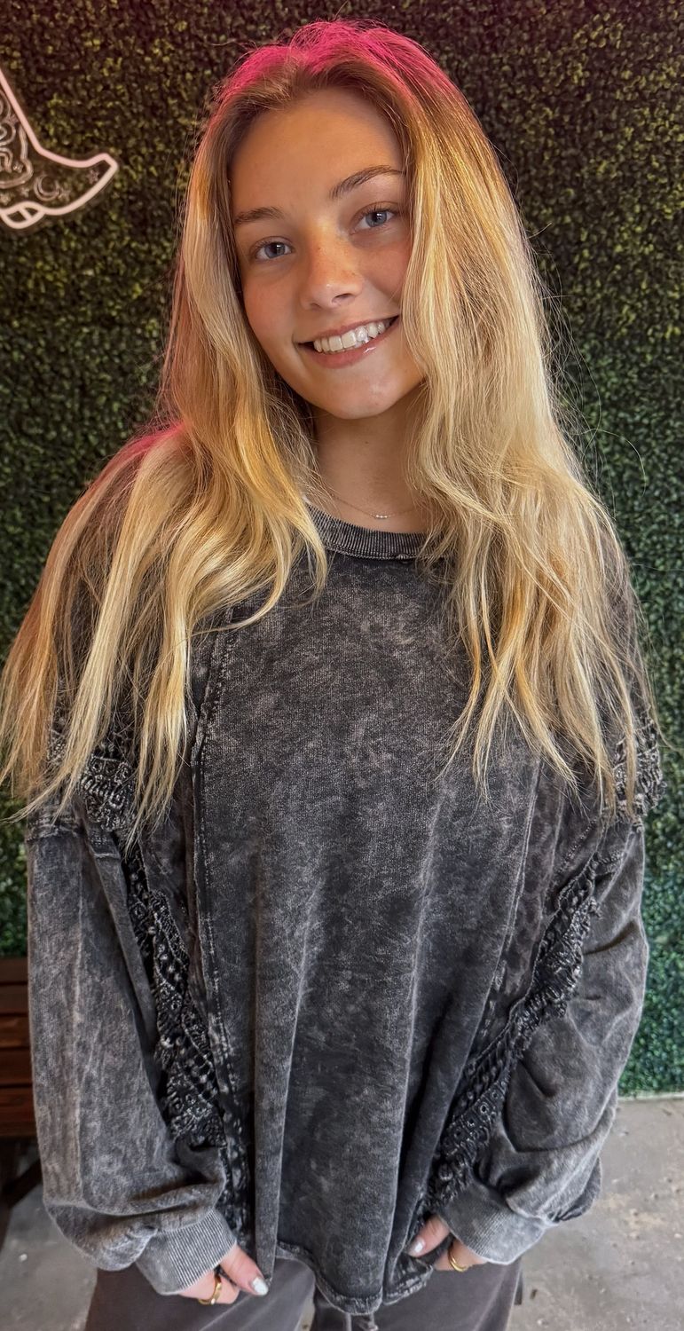 Mineral Washed Cheetah Leopard Fringe Tassel Top, Size: Small