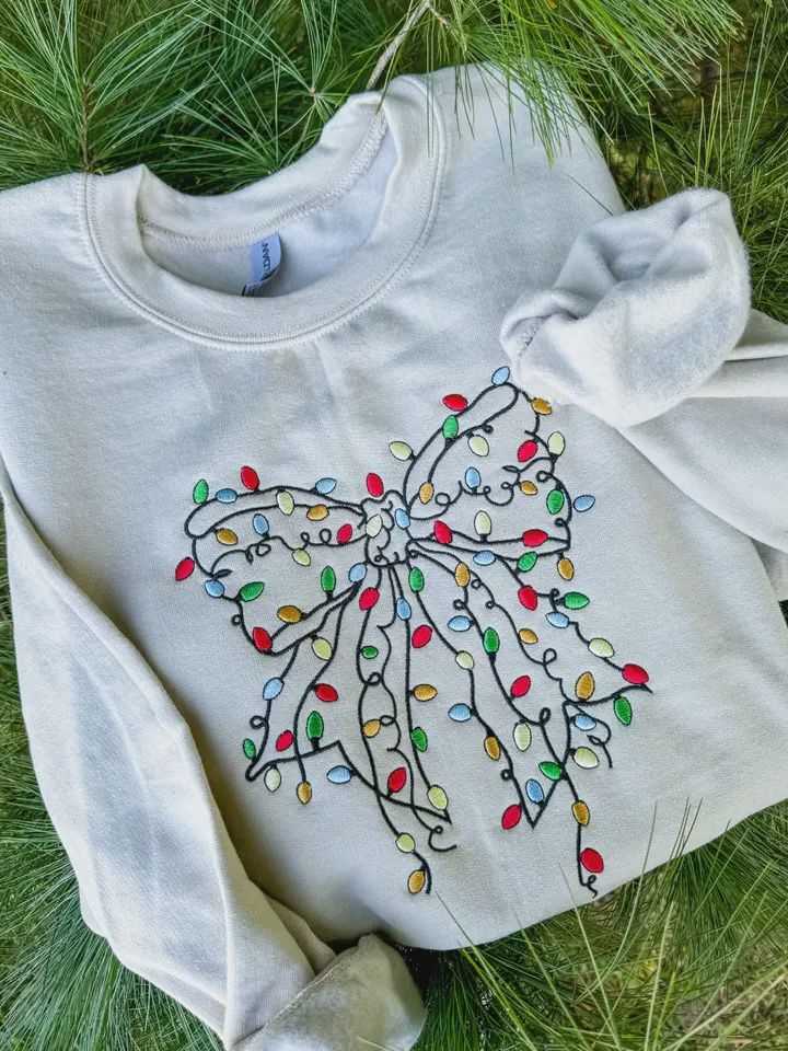 Christmas Bow Embroidered Sweatshirt, Size: Small
