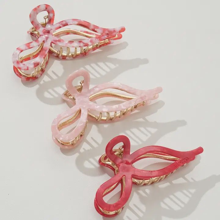 Sabrina Valentine | Large Ribbon Metal Bow Claw Clip