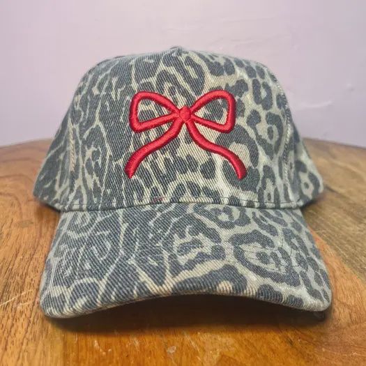Red Bow - Leopard Hat