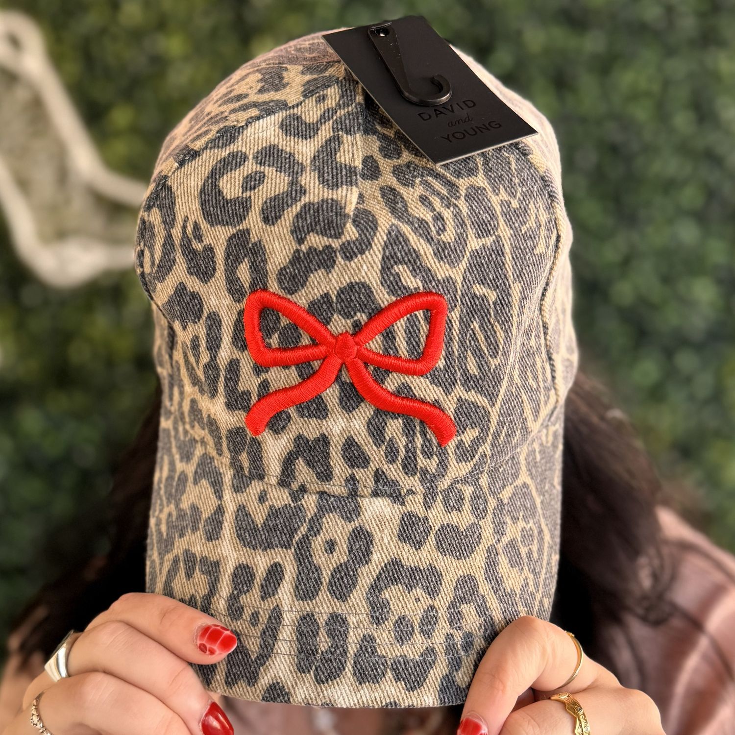 Red Bow - Leopard Hat