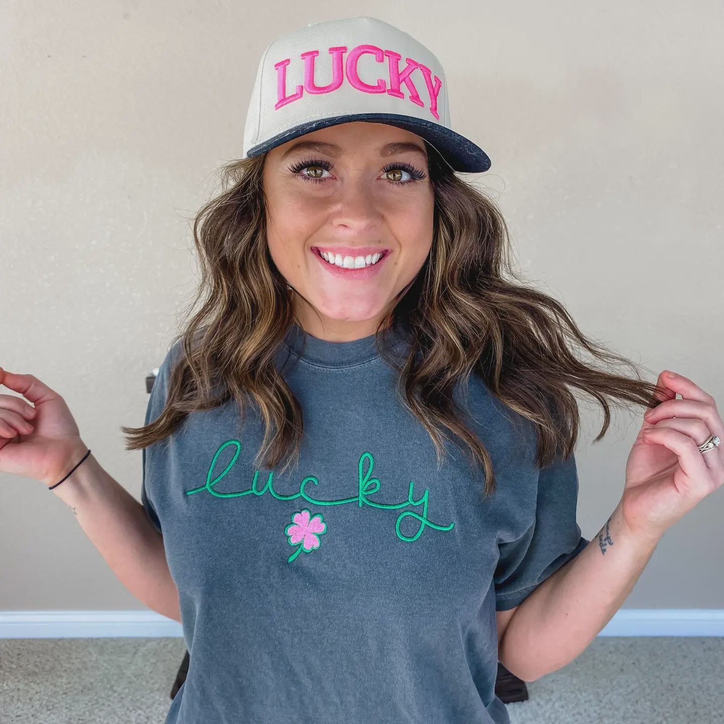 St. Patrick’S Day Shamrock and Bows Embroidered Tee, Size: Small