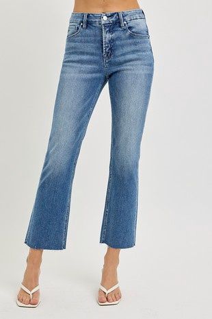 Tummy Control High Rise Crop Straight Jeans