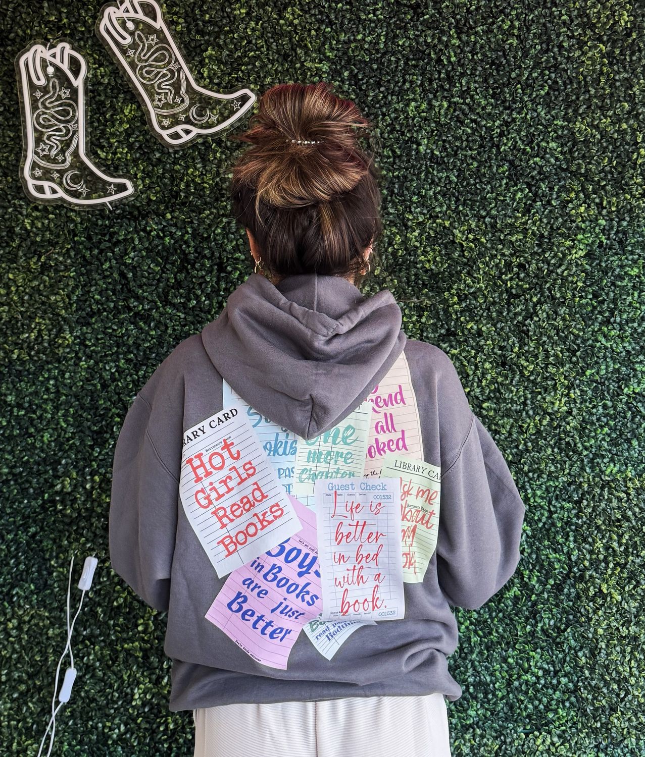 Library Lovers Card Graphic Hoodies, Size: Small