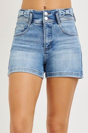 Tummy Control High Rise Bow Detailed Shorts, Size: Small