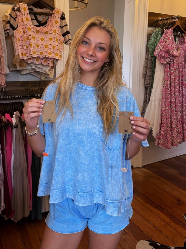 Halo Snow Washed Boxy Top &amp; Shorts Set