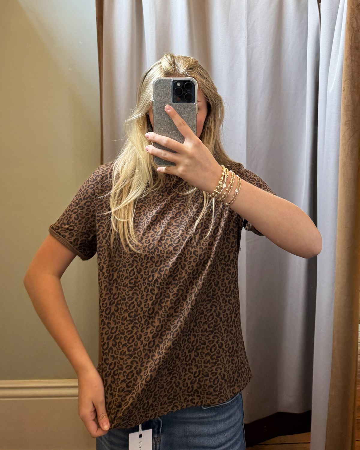Fierce Leopard Crew Neck T Shirt, Size: Small