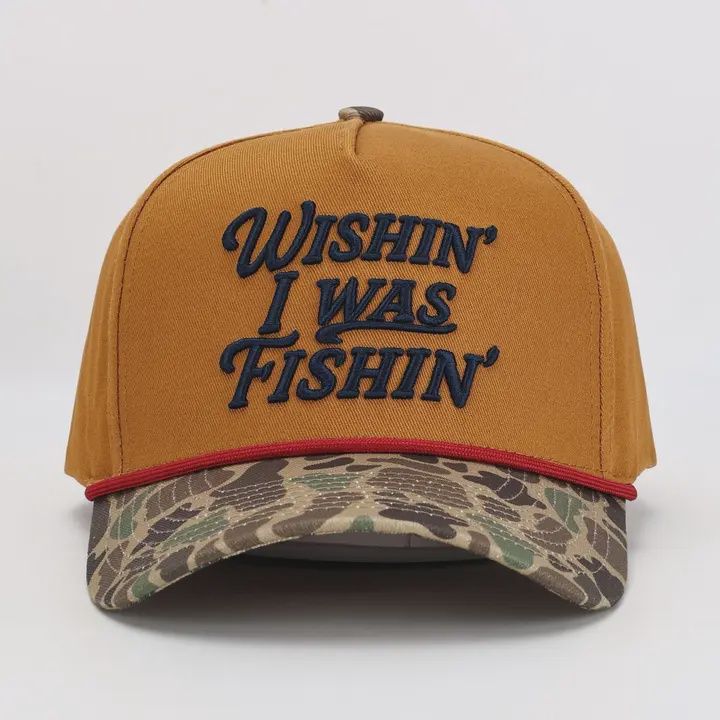 Wishin’ I Was Fishin’ Hat - Brown Duck Camo