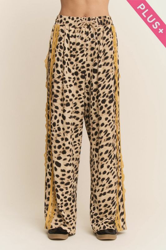 Plus Lace and Sporty Ribbon Stripes Pair of Pants