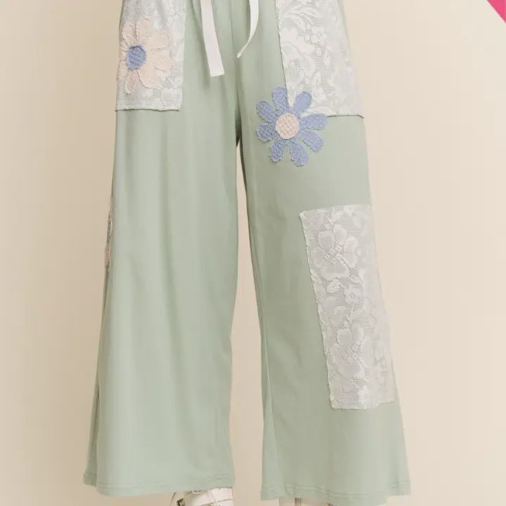 Plus Wide-Leg Trousers Pants Elastic Waist