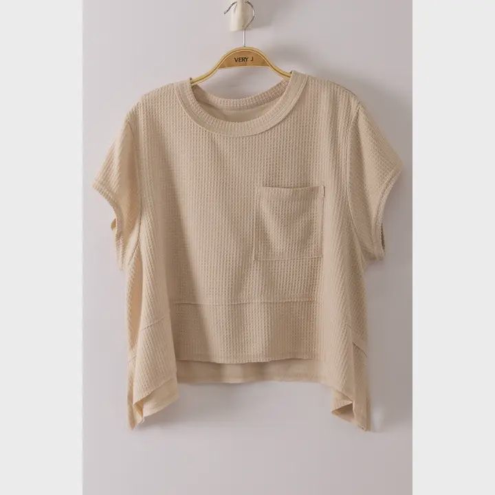 PLUS Size Flared Hem Waffle Knit Casual Top