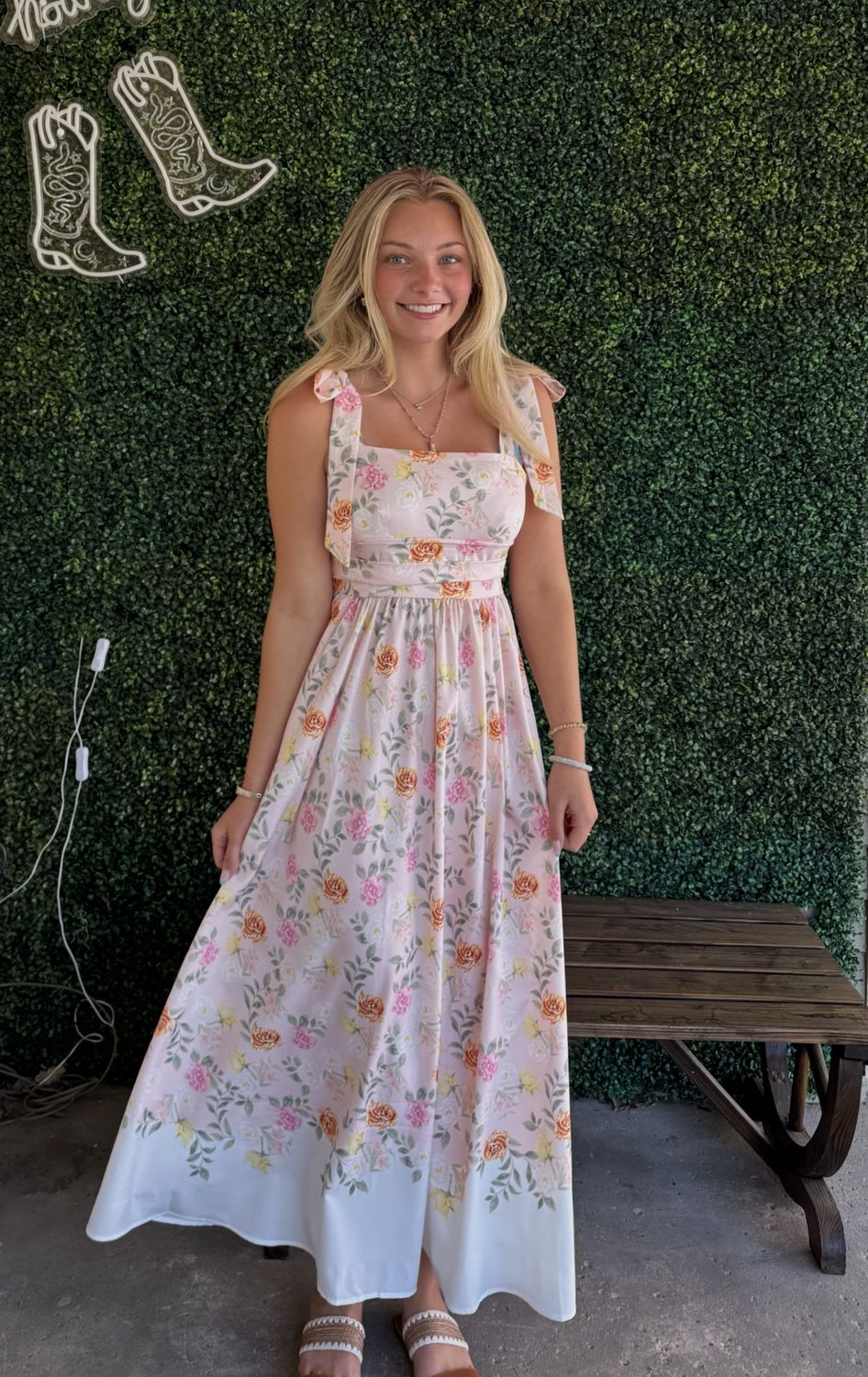 Summer French Floral Slim Suspender Dress, Size: Small