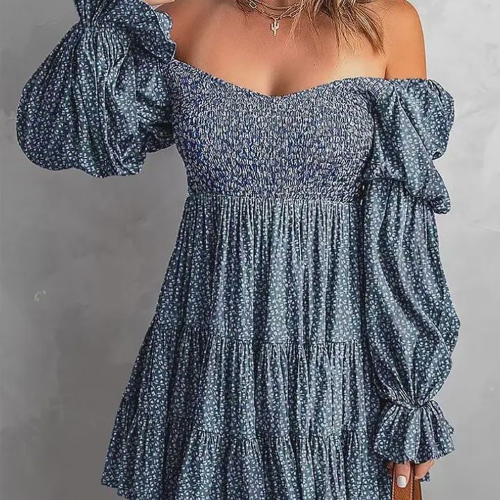 BOHO Dresses with Long Sleeves Short Styles, Size: Small