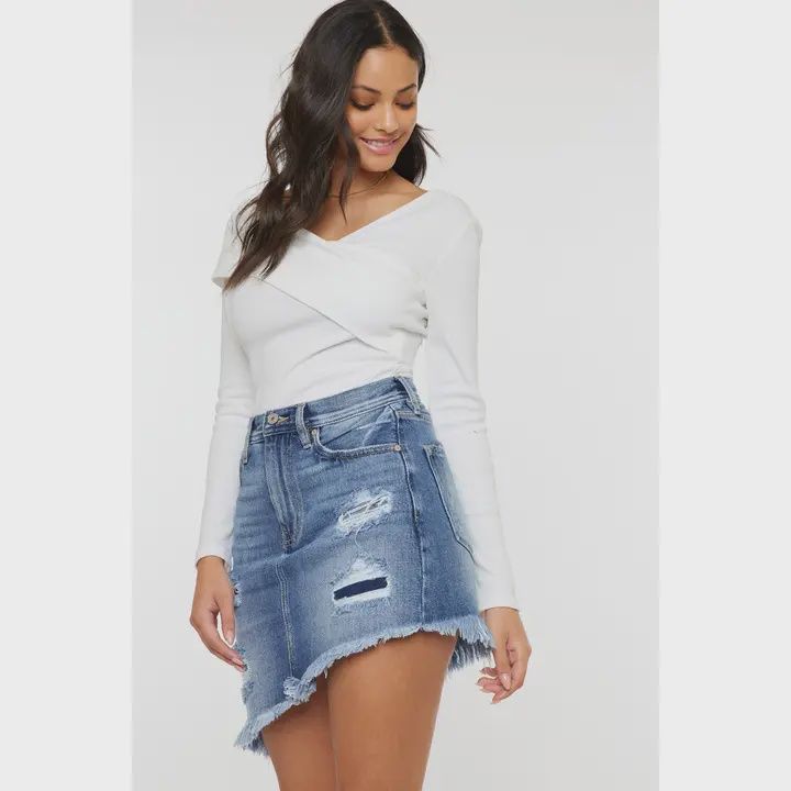 Mended Denim Skirt, Size: Small