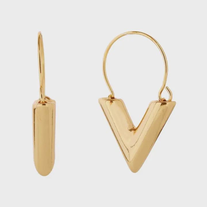 V Earrings, Color: Gold