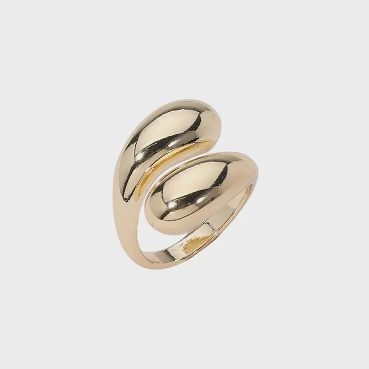 Modern Tear Drop Ring, Color: Gold