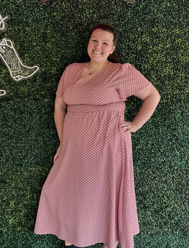 V-Neck Polka Dot Pullover Casual Dress