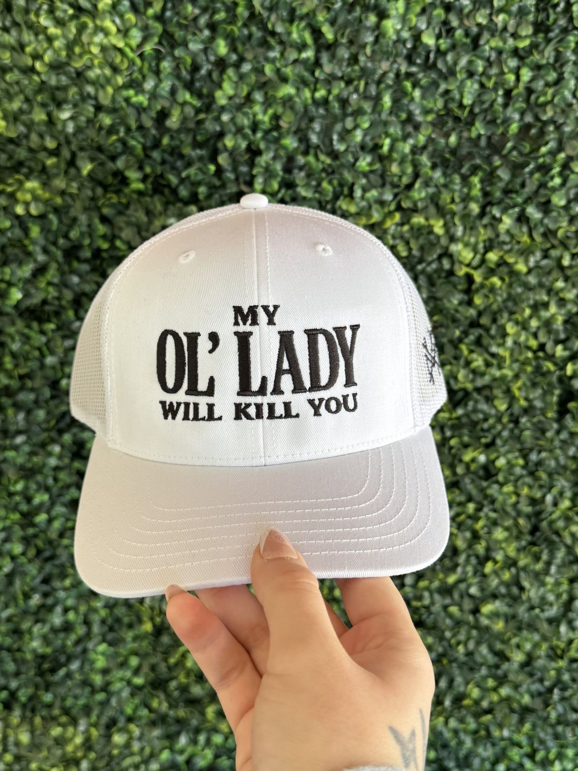 My Ol Lady Will Kill You Trucker Hat, Color: Trucker White/Black