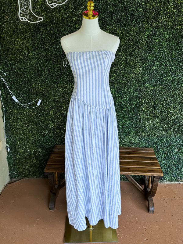 Striped Strapless Maxi Dress