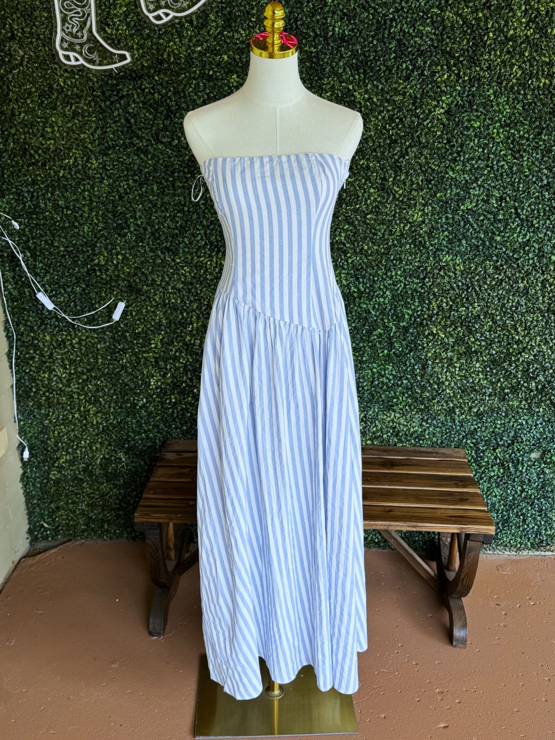 Striped Strapless Maxi Dress, Size: Small