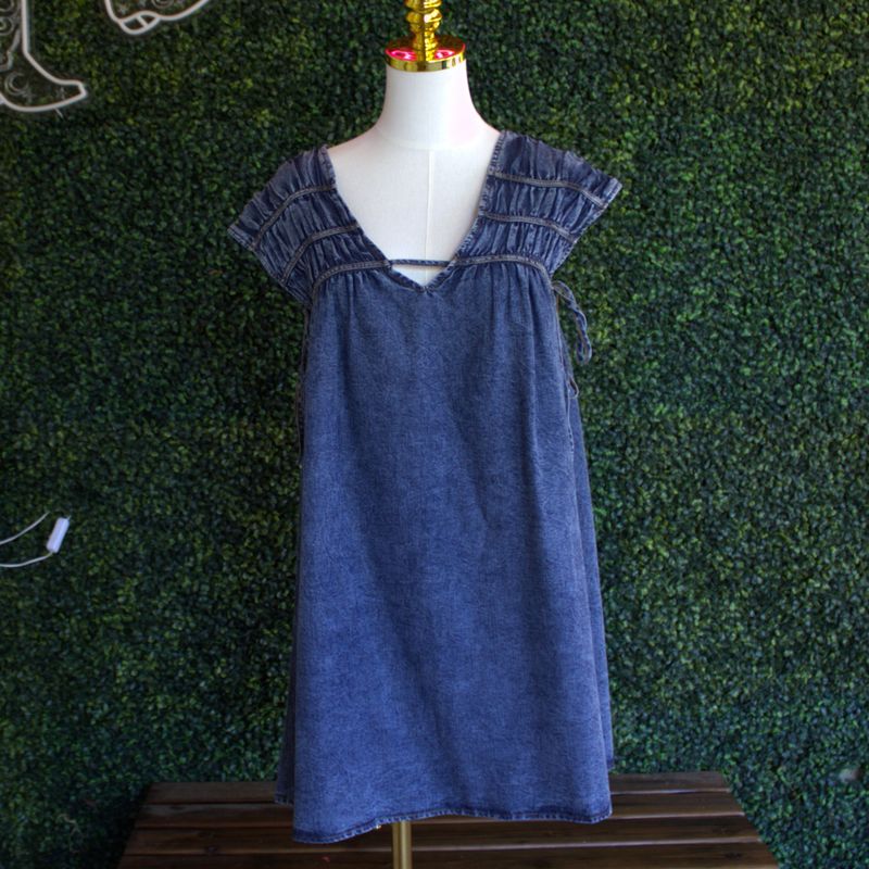 Mineral Washed Chambray Mini Dress