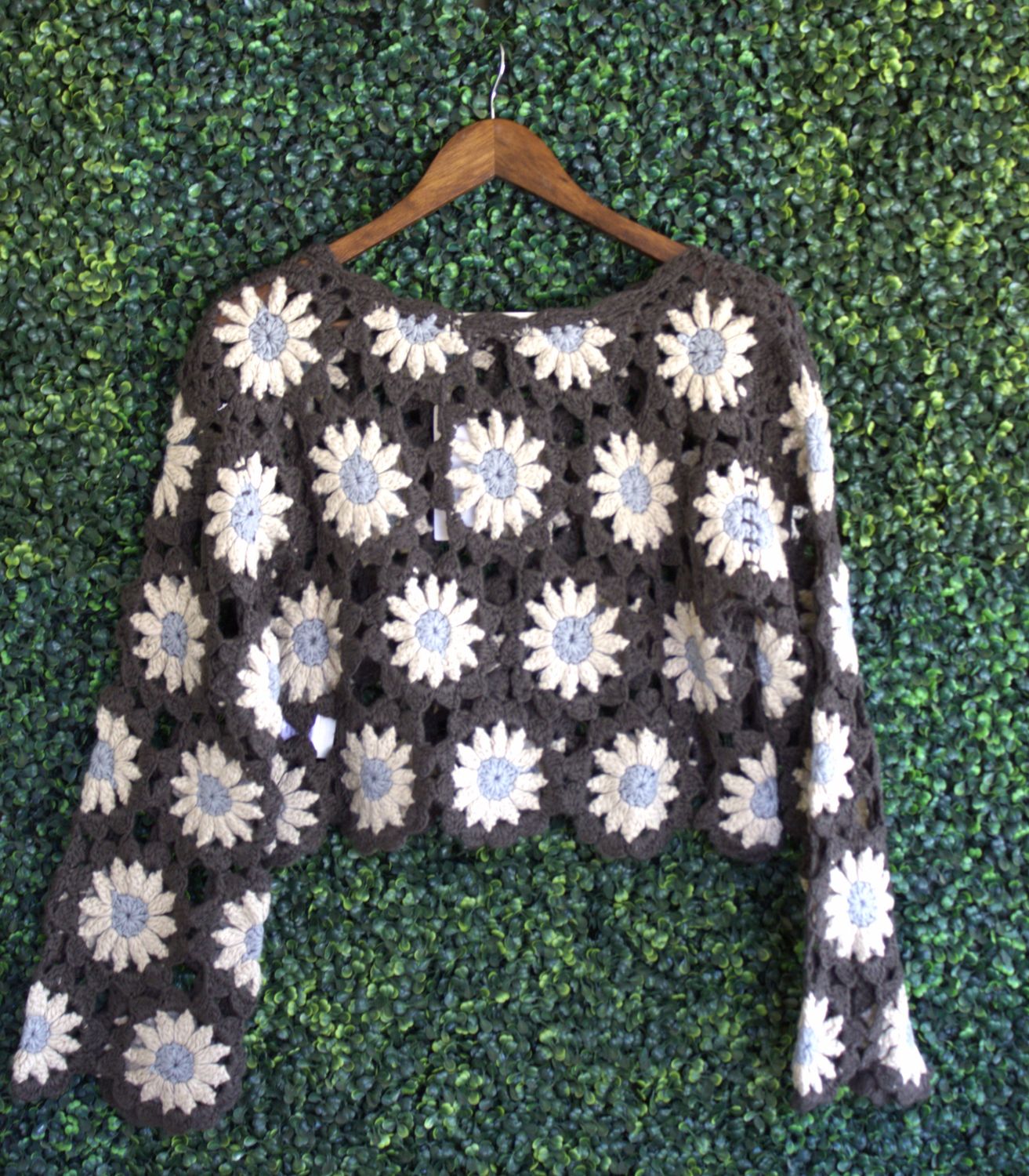 Free To Dream Crochet Top - Charcoal, Size: Small