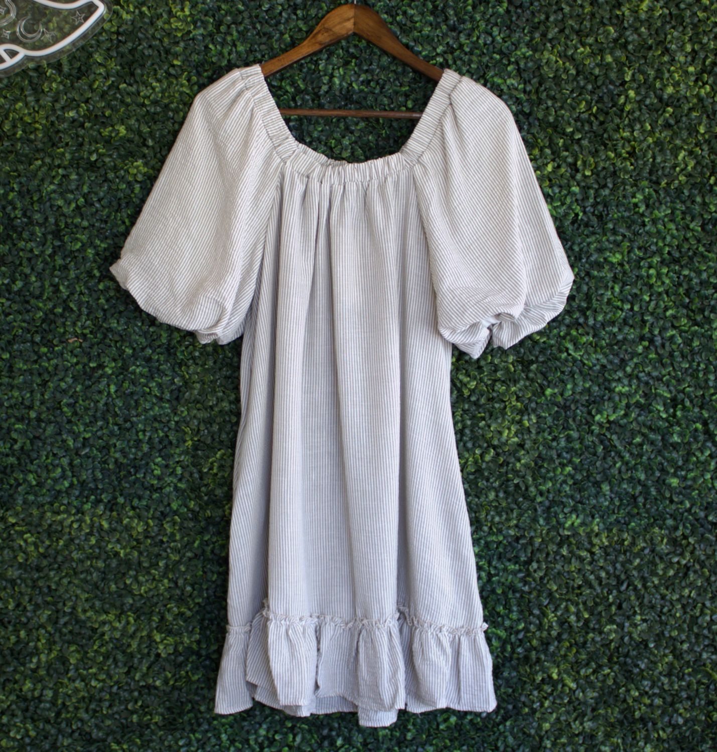 Solace Ruffled Hem Dress - Natural, Size: Small