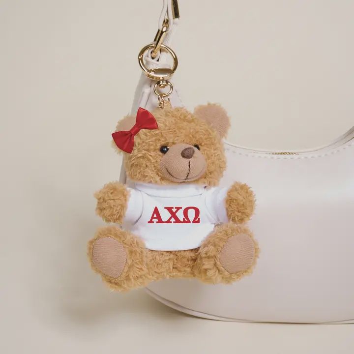 Sorority Teddy Bear Bag Charm, Names: Alpha Chi Omega