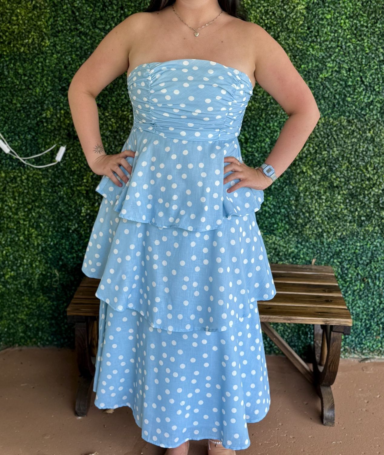 Polka Dot Tier Maxi Dress, Size: X-Small