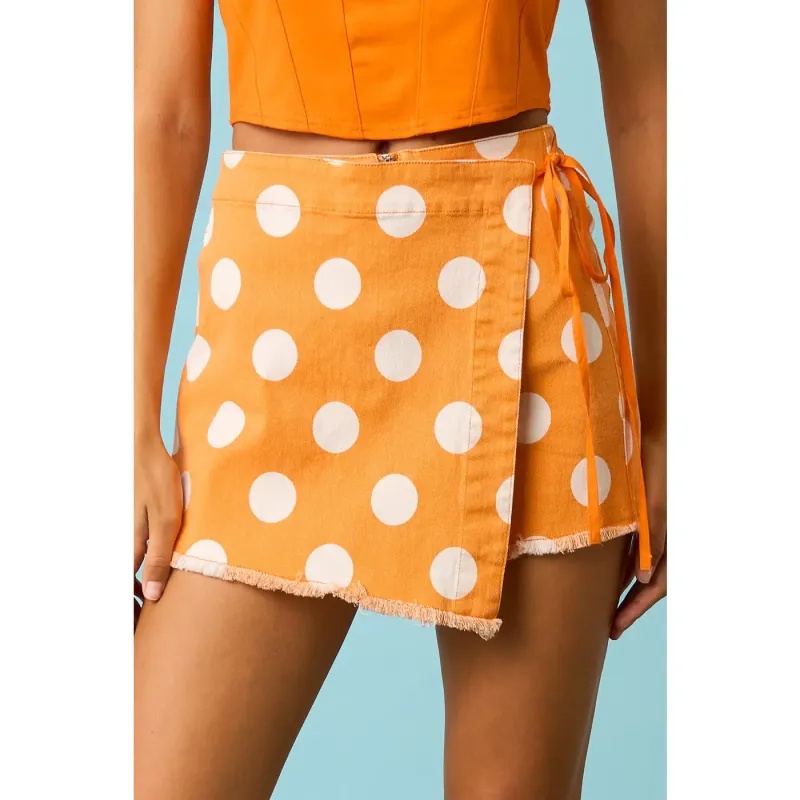 Game Day Polka Dot Overlay Wrap Front Mini Skort
