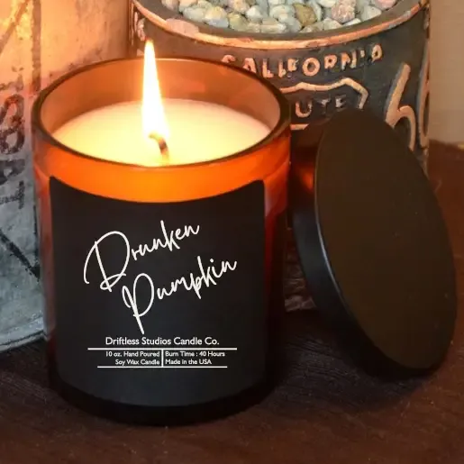 Drunkin Pumpkin Scented Fall Candles-, Distinction: Glass Jar