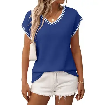 Coastal Contrast Knit Weekend Trendy Sweater Top, Size: Small