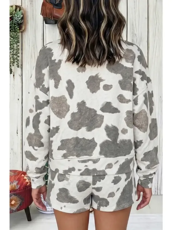 Western Print Long Sleeve Casual Two Piece Pants Set