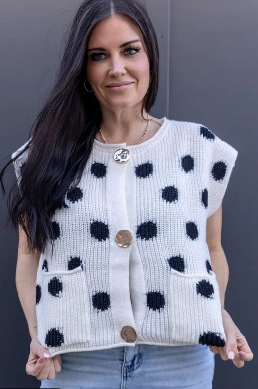 Polka Dot Cardigan Gold Buttons