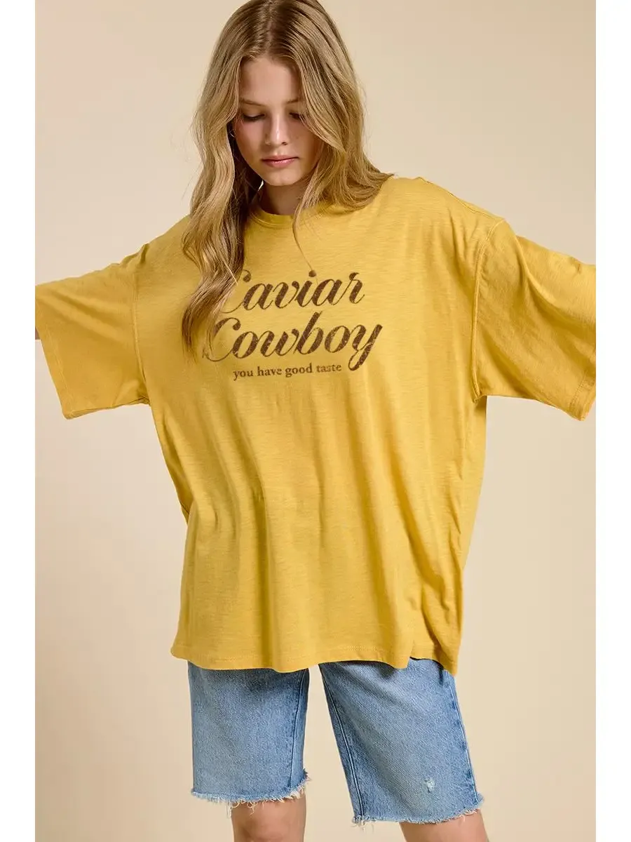 Caviar Cowboy Vintage Western Graphic Modal Crop Tee, Size: Small