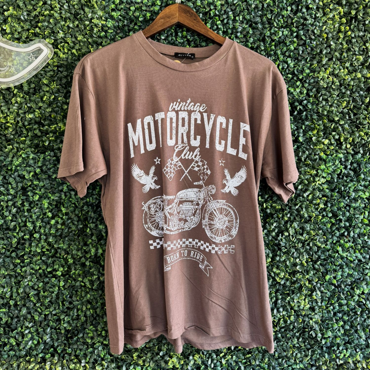 Motorcycle Club Vintage Graphic S/S Washed Boyfriend Tee, Size: Small