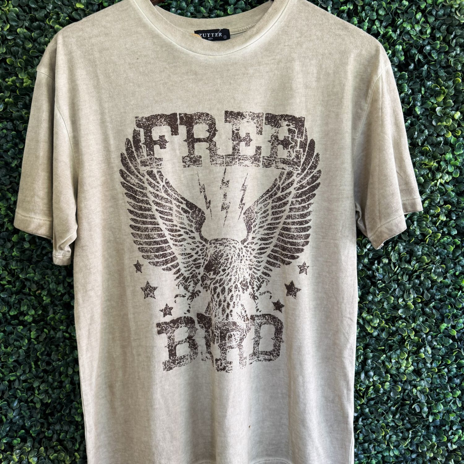 Free Bird Eagle Vintage Graphic S/S Washed Boyfriend Fit Tee, Size: Small