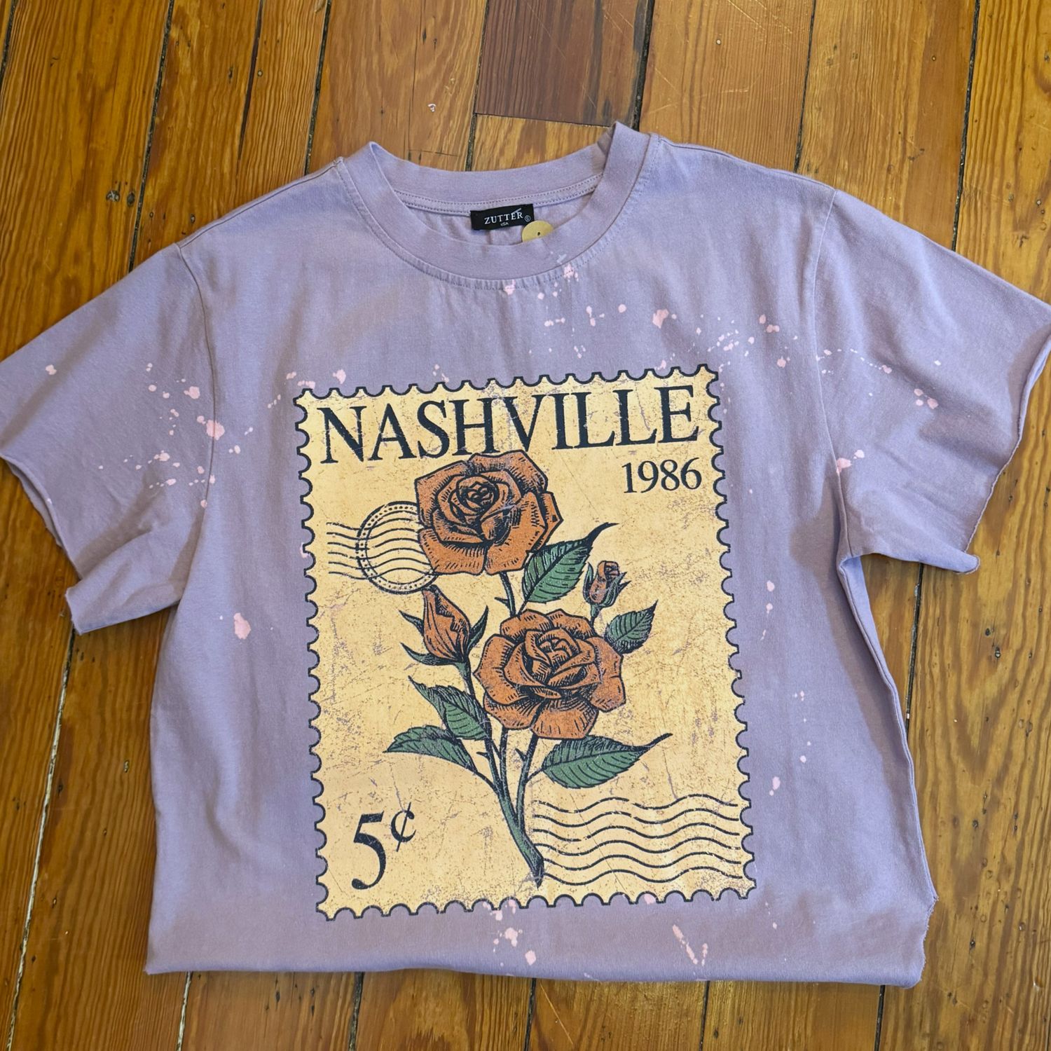 Nashville Postage Stamp Graphic S/S Washed Boyfriend Tee, Size: Small