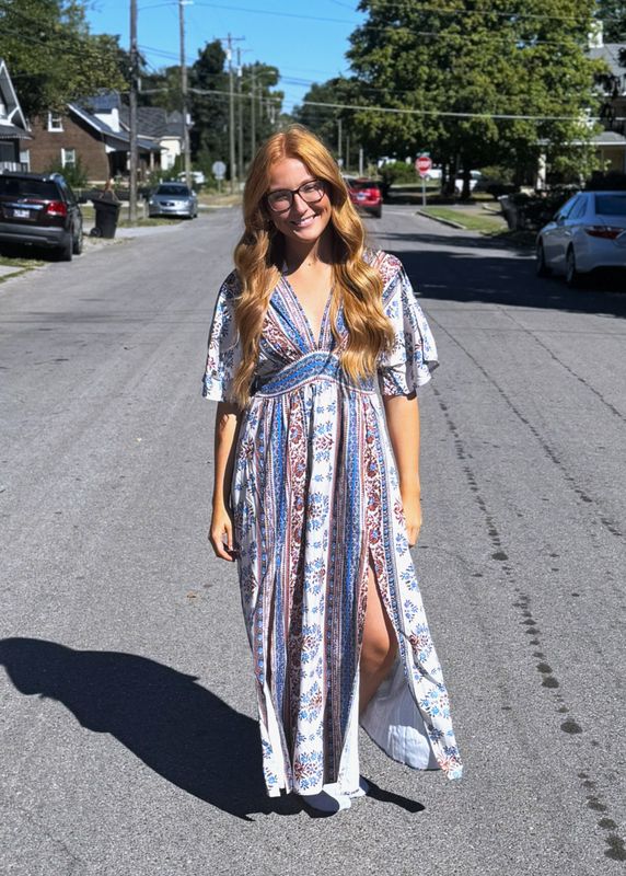 Bohemia Resort Unique Printed Slit Maxi Dress