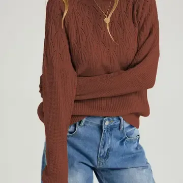 Minimalist Versatile Fashion Loose Knit Sweater, Color: Rusted, Size: Small