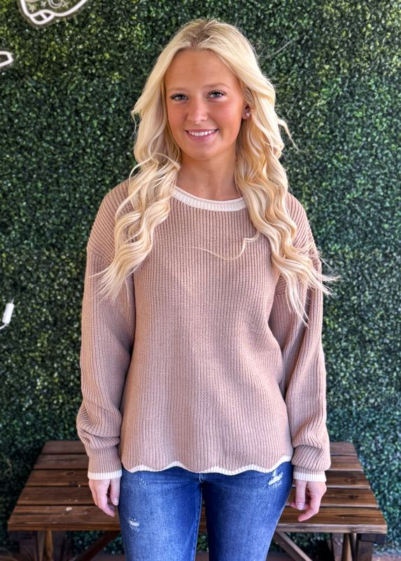 Versatile Fashionable Wavy Hem Knit Sweater