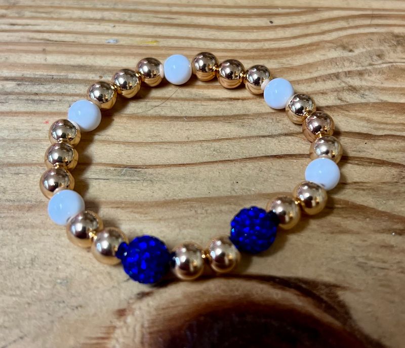 Game Day Football Helmet Charm Beaded Stretch Bracelets