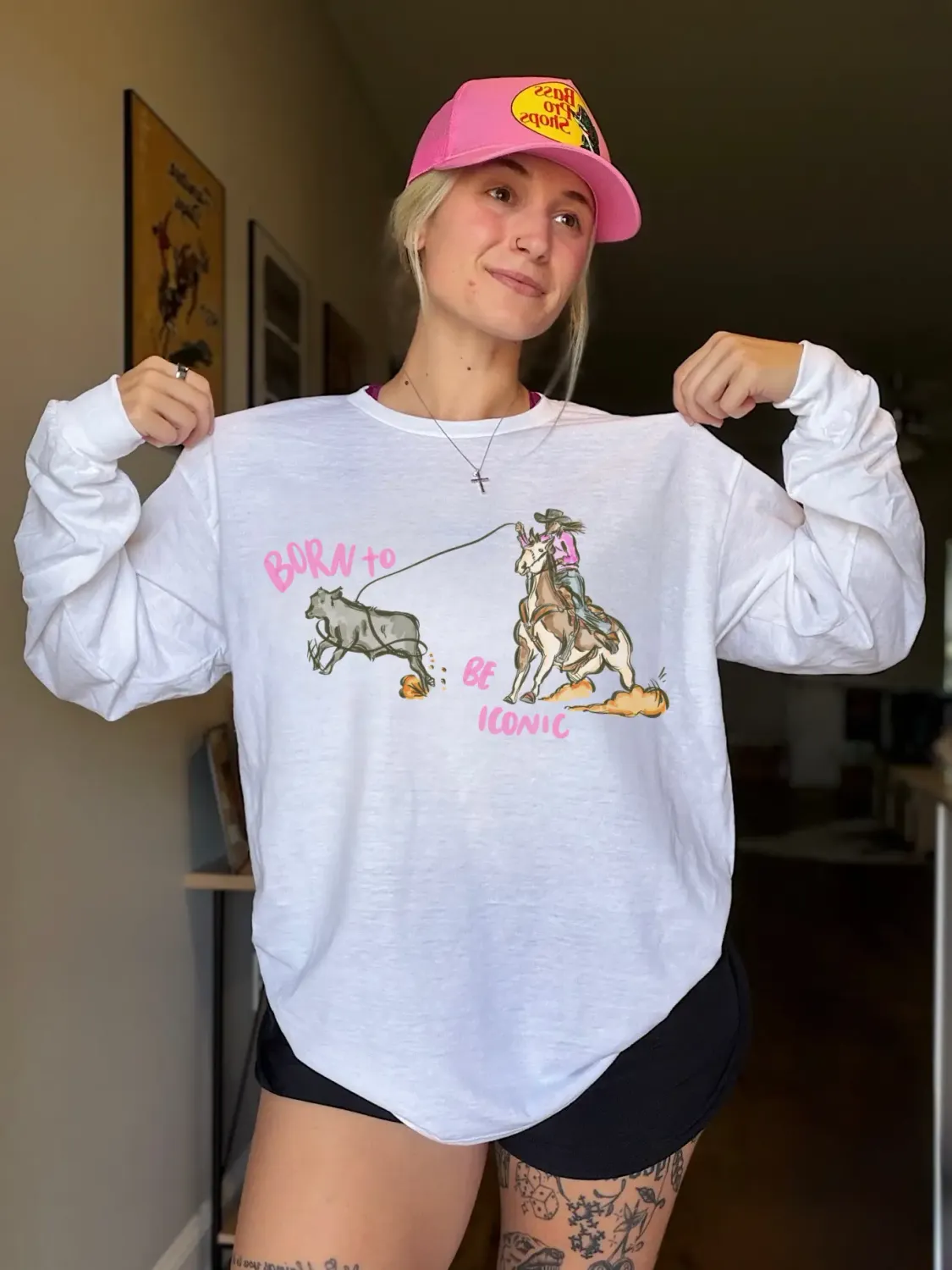 Iconic Cowgirl Long Sleeve Graphic Tee, Size: Small