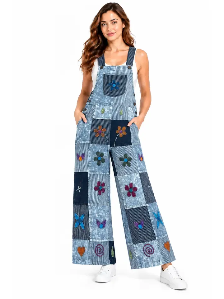 Artwork Floral Jumpsuit Overall, Size: Small