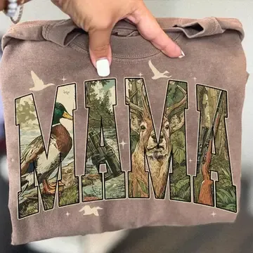 Retro Mama Hunting Camo Wholesale Tee, Size: Small