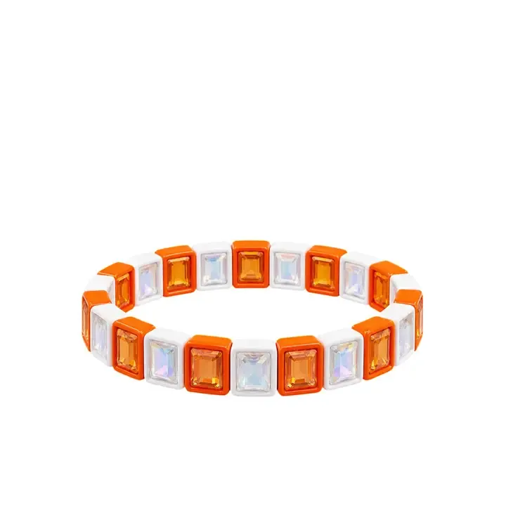 Orange/White Rhinestone Bracelet