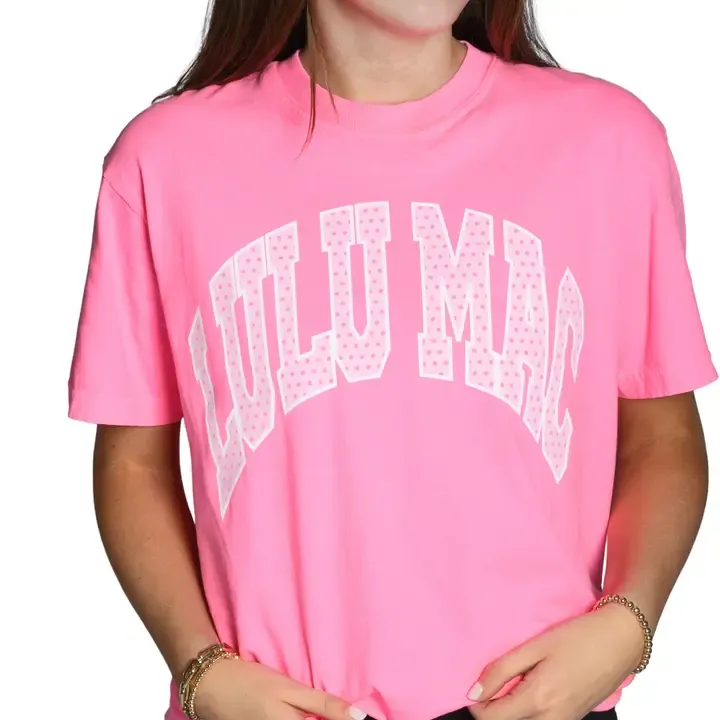 Polka Dot Adult Neon Pink Comfort Colors Tee, Size: Small