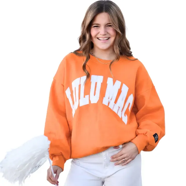 Orange/White - Stitch   LULU MAC Sweat Shirt, Size: Small