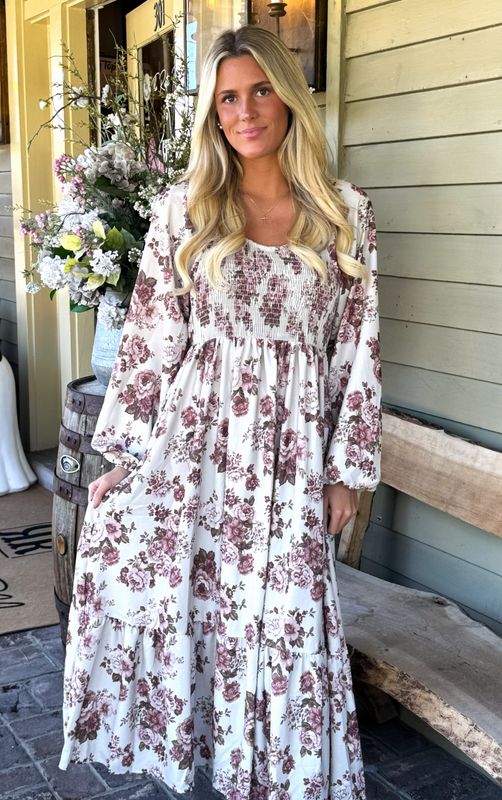 Floral Smocked Tiered Midi Dress