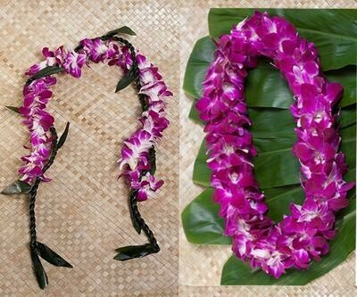 GRADUATION LEI 2 PACK (TI LEAF WITH ORCHID)